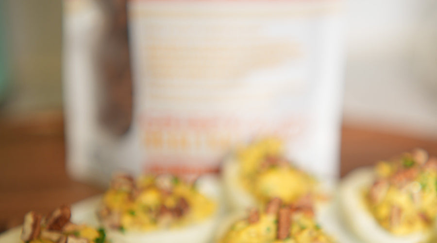 Bourbon Activated Pecan Deviled Eggs