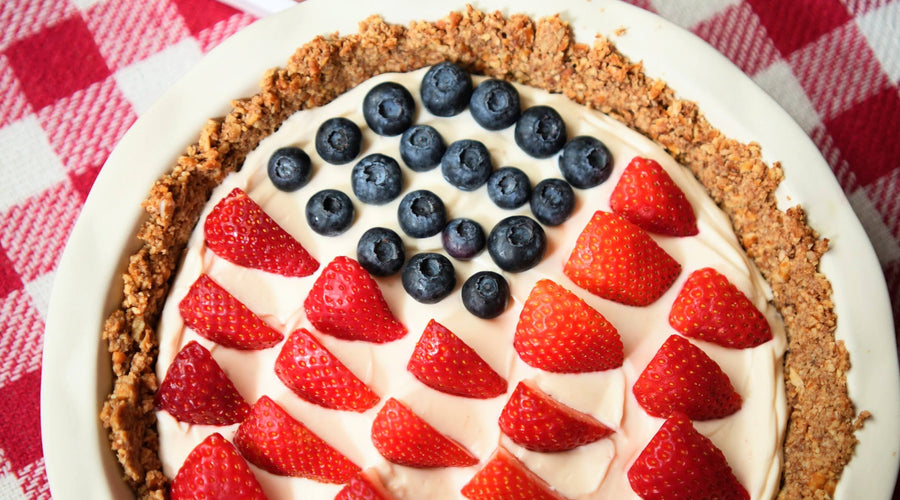 Red, White, and Blue Maple Activated Pecan Pretzel Pie