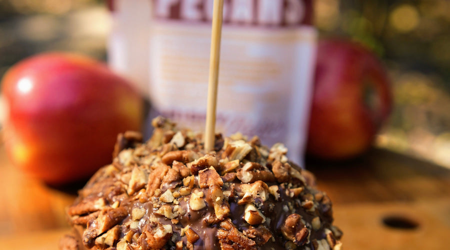 Healthier Activated Pecan Caramel Apple