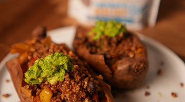 Vegan Activated Pecan Stuffed Sweet Potatoes